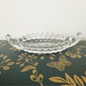 Vintage Fosteria American Clear Glass Relish Dish with Handles